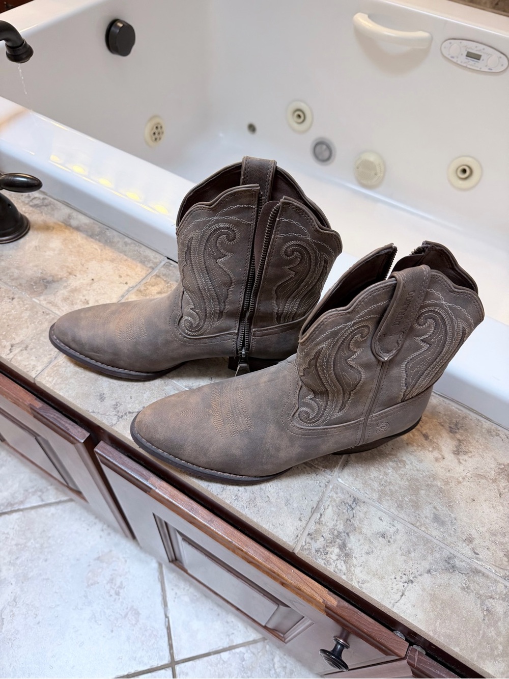 Durango Taupe Brown Western Heeled Boots